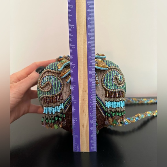 Vintage Mary Frances Beaded Turquoise Multi Color Bird Purse - Picture 5 of 16